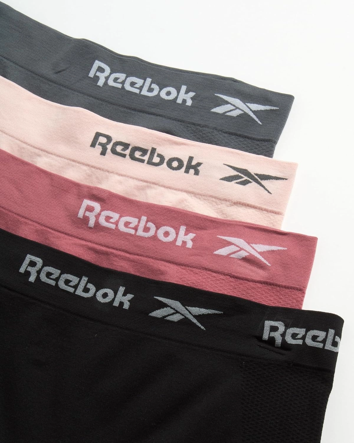 Reebok Womens Boy Shorts Underwear - 4 Pack Seamless Long Leg Boyshorts Panties for Women (S-3X, available in Plus Size)
