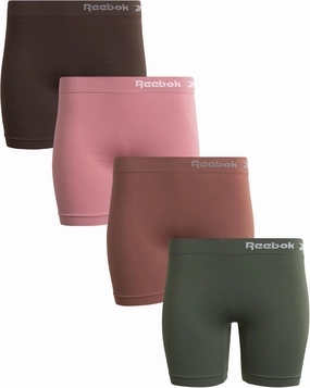 Reebok Womens Boy Shorts Underwear - 4 Pack Seamless Long Leg Boyshorts Panties for Women (S-3X, available in Plus Size)