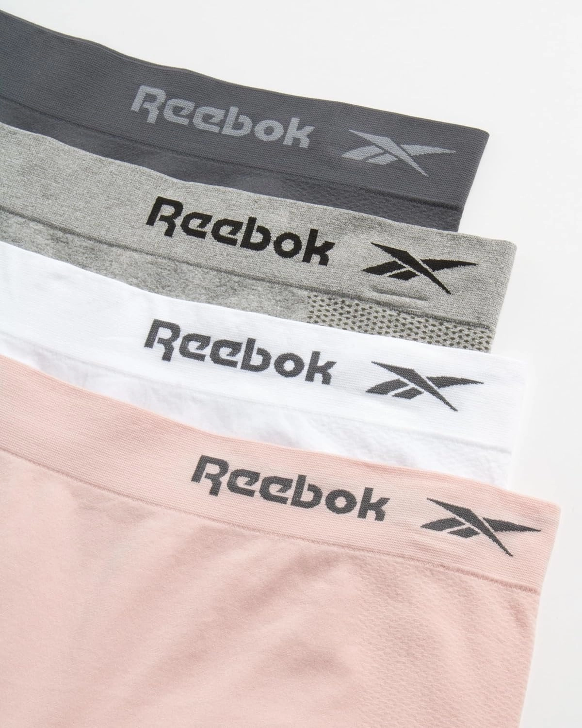 Reebok Womens Boy Shorts Underwear - 4 Pack Seamless Long Leg Boyshorts Panties for Women (S-3X, available in Plus Size)