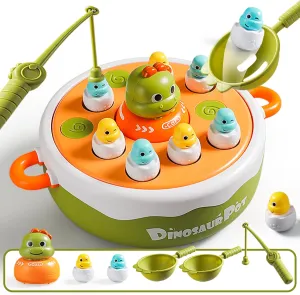 REMIT 4-in-1 Dinosaur Pop Up Board Game for Kids, Featuring Bowling Games, Tic Tac Toe, Magnetic Fishing, and Dinosaur Board Games, Operation Games for Kids 3-6