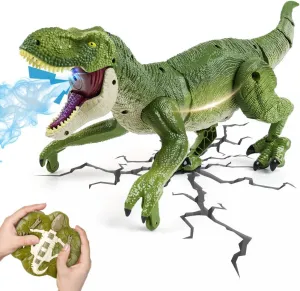 Remote Control Dinosaur Toys for Kids Ages 4-7 8-12 - Best Birthday Gifts for Boys 4 5 6 7 8 9 10 11 12 Year Old, RC Walking Dino with Roaring, Spray, Light, Touch Sensing