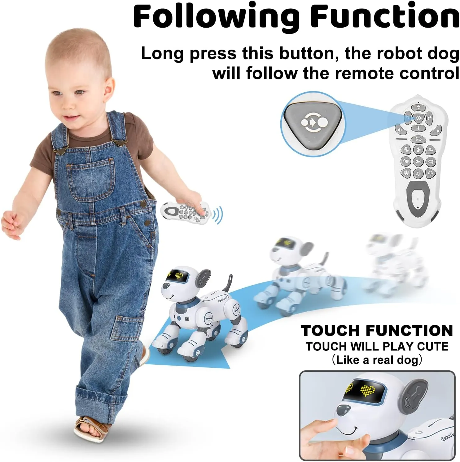 Remote Control Robot Dog Toy: Programmable Robotic Puppy for Kids Smart Interactive Robot Pet Dog Dancing Singing Stunt Animal Toy for Toddler Toys 3-8 Year Gift