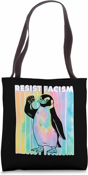 Resist Facism Reject Facism Penguin Power Tote Bag