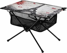 Retro Eiffel Tower Portable Folding Camping Table, Compact Lightweight Beach Table with Carrying Bag for Outdoor Picnics, BBQs, Camp