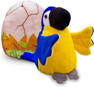 Reversible Stuffed Animal, Cute Blue Macaw (Parrot) to Egg, Easy to flip, Soft & Cuddly plushie, Coloring tag Included, eco Friendly Material, Educational Gift for All Ages