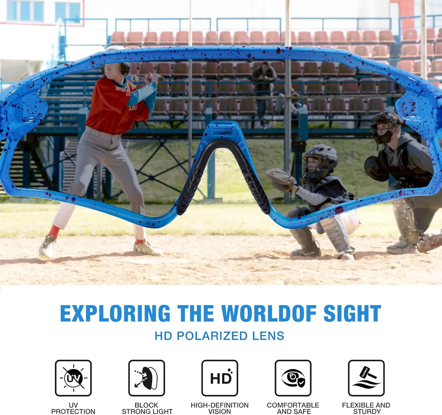 RIVBOS Youth Baseball Sunglasses for Kids(Boys&Girls) Polarized UV Protection Cycling Glasses RYS007