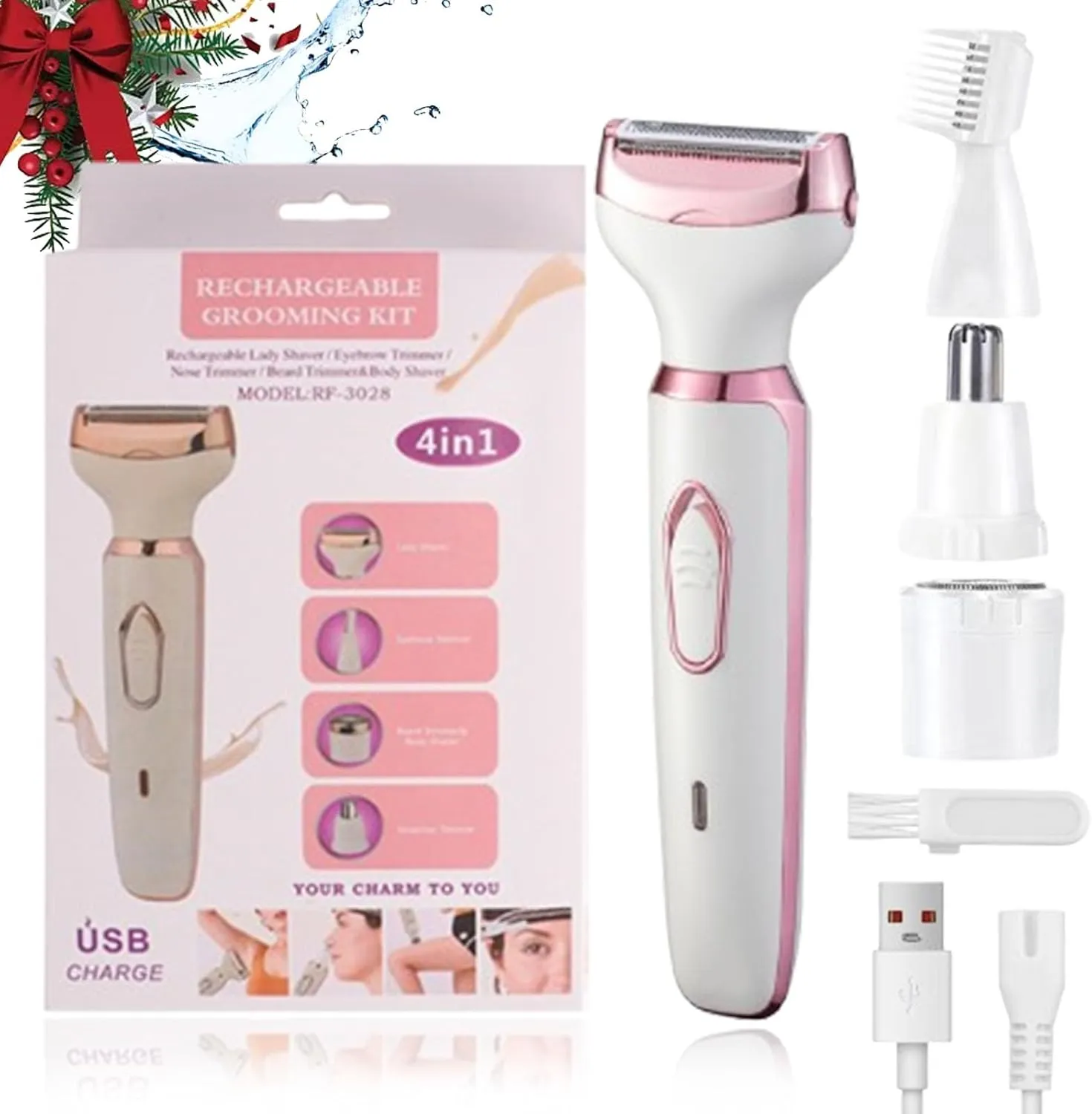 RJDJ Comfort 4 in 1 Electric Lady Shaver, Taletseten Shaver, Taletseten Women Shaver, Comfort 4 in 1 Electric Shaver for Women, Maquina De Afeitar para Mujer for Face Body Leg Underarm Arm (Set-1)