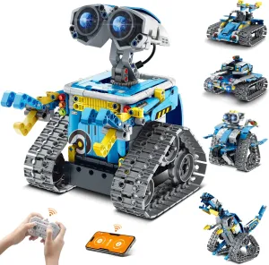 Robot Building Kit for Kids Aged 8-14, Remote-Controlled or App-Controlled 5in1 STEM Coding Robotic Toys Birthday Creative Gifts for Boys Aged 6 7 8 9 10 11 12 
