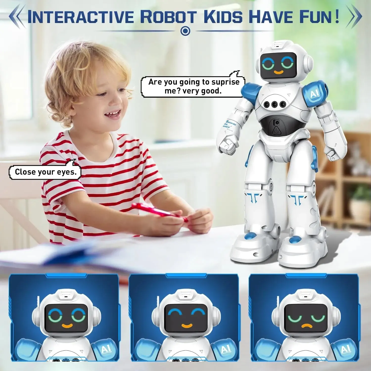 Robot Toy for Kids Smart Talking Voice Remote Control Gesture Sensing Emo Robot Toy
