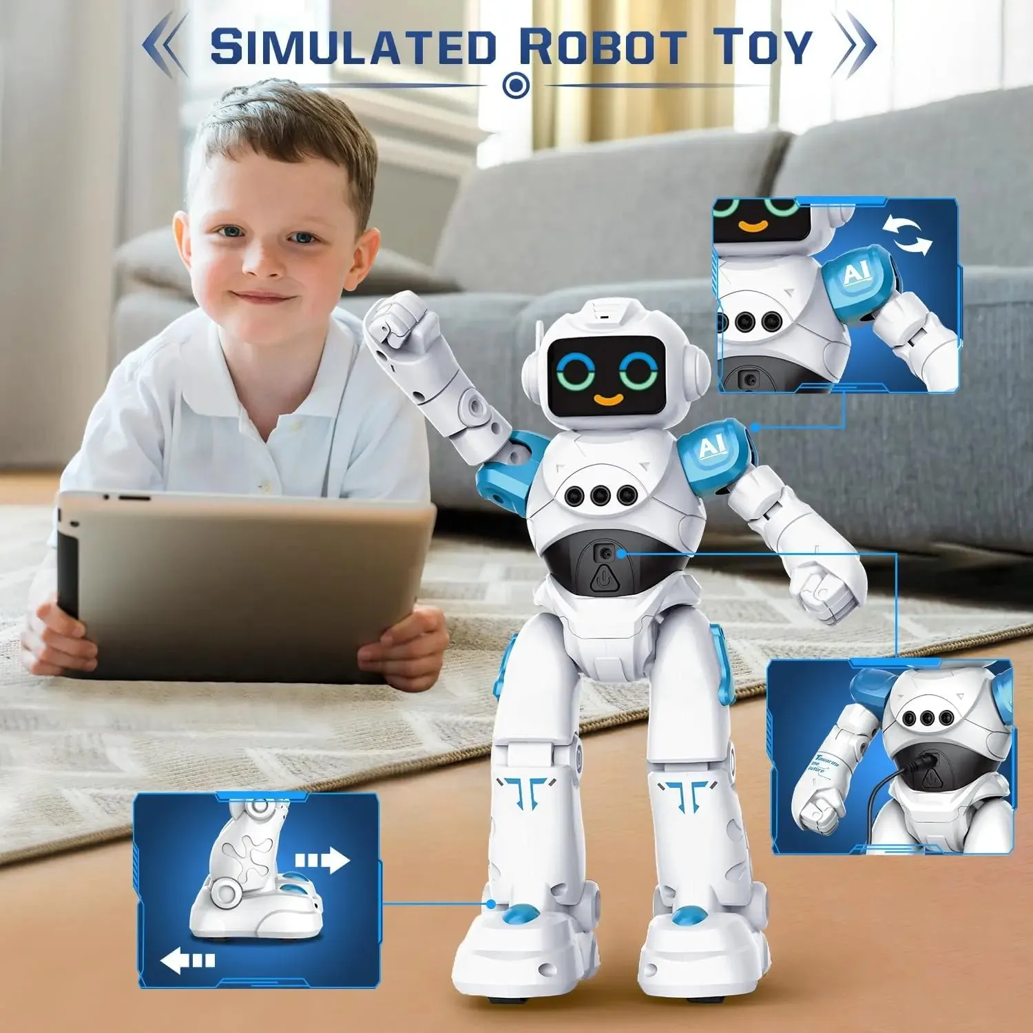 Robot Toy for Kids Smart Talking Voice Remote Control Gesture Sensing Emo Robot Toy