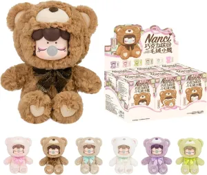 ROBOTIME Plush Doll Blind Box Figure,7 Inches Cute Anime Plush Doll Mystery Box Popular Collectible Toy Creative Kits for Birthday Gifts/Christmas Holiday Chocolate Colorful Plush Bear (1 pcs)