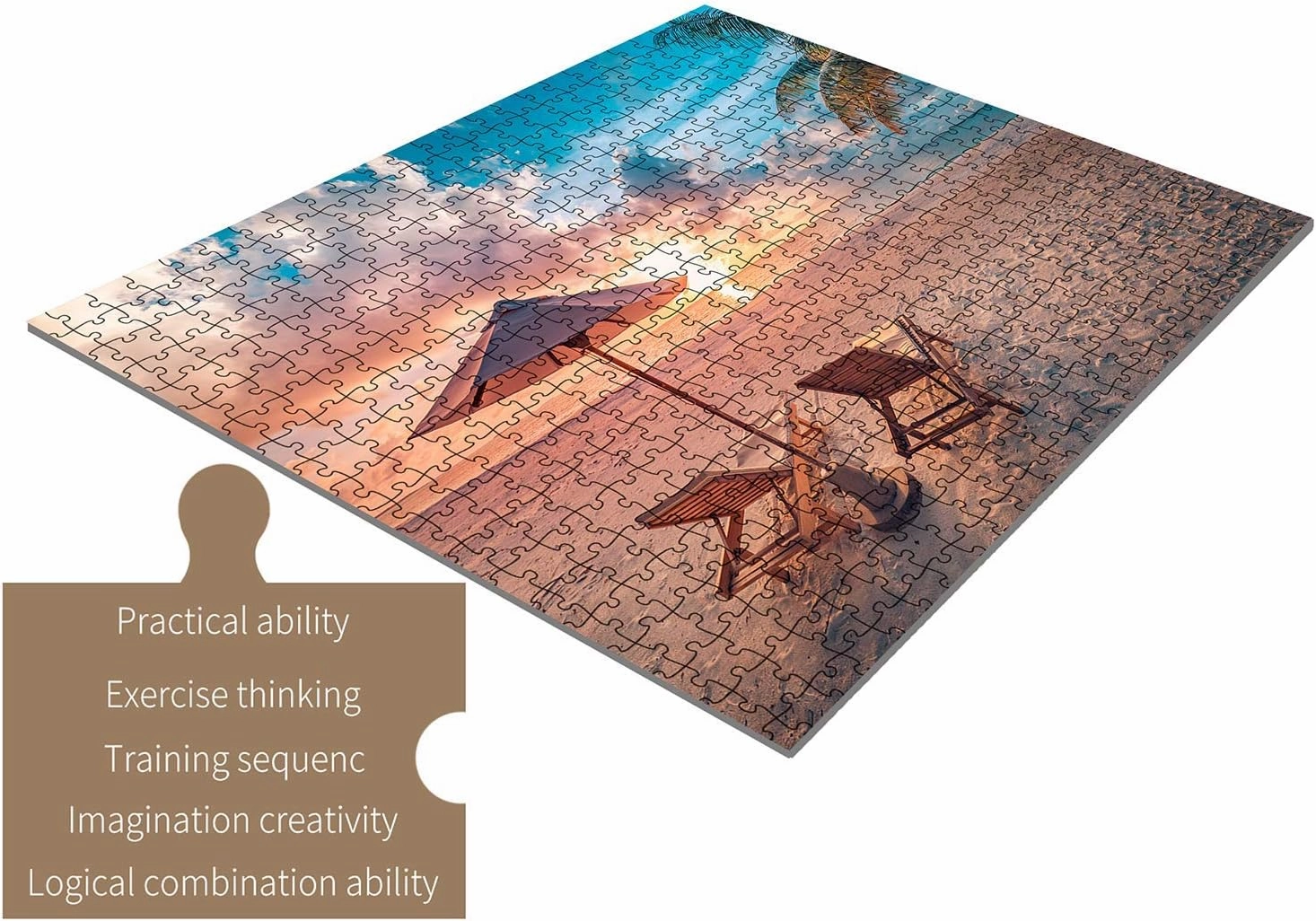 Rocorose 1000 Piece Jigsaw Puzzle, Inspirational Beach Puzzles for Adults and Families, Tropical Ocean Sunrise Sunset Scene Nature Puzzle, HD Quality Challenging Landscape Photo Puzzle Games