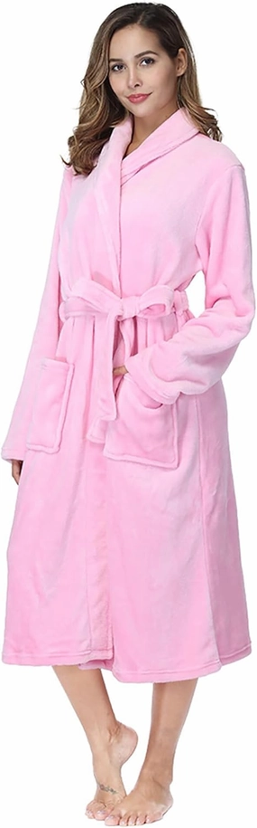 RONGTAI Womens Bathrobe Ladies Fleece Plush Warm Long Robes Fleece Nightgown Sleepwear