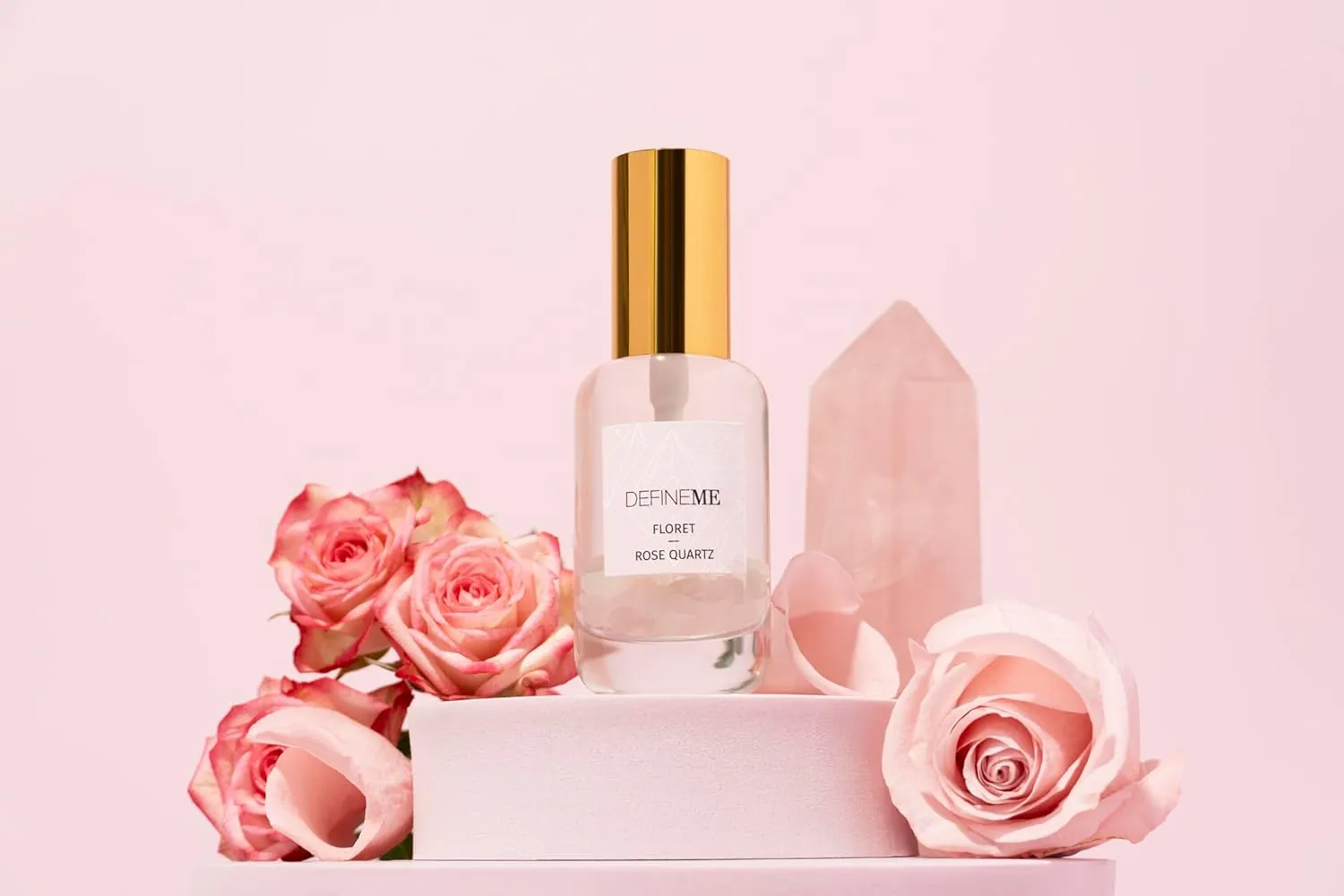Rose Quartz Crystal Infused Natural Perfume Mist, Floret Scent, 0.95 FL OZ, Award Winner 2024 Universal Beauty Awards
