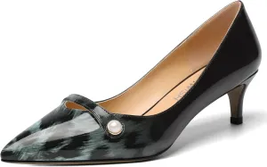ROSERWISH Womens Slip On Sexy Party Pointed Toe Wedding Patent Kitten Low Heel Pumps Dress Shoes 2 Inch
