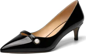 ROSERWISH Womens Slip On Sexy Party Pointed Toe Wedding Patent Kitten Low Heel Pumps Dress Shoes 2 Inch