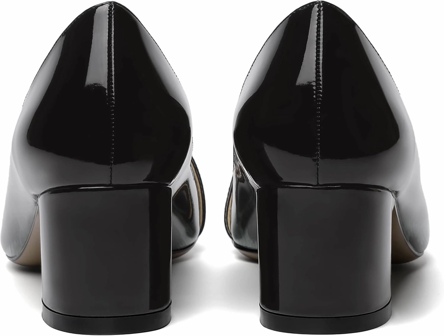 ROSERWISH Womens Party Dress Slip On Patent Pointed Toe Chunky Low Heel Pumps Shoes 2 Inch