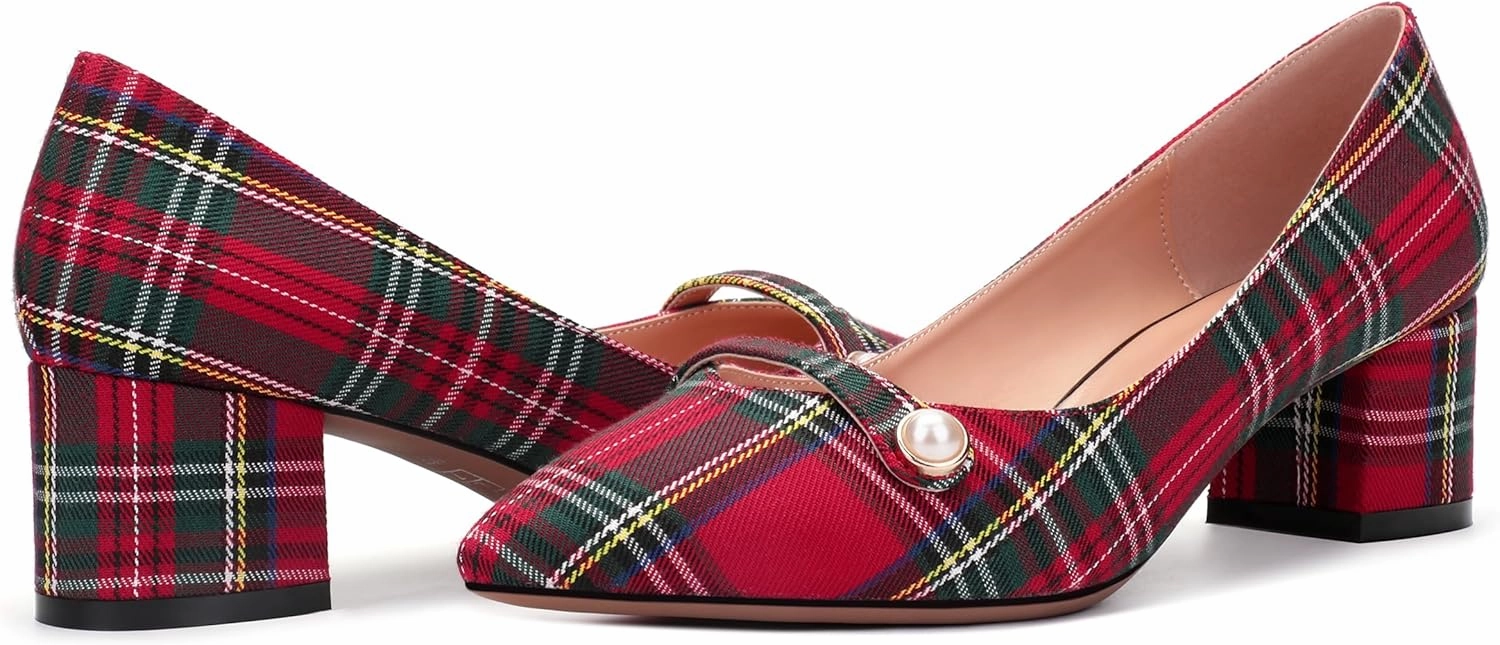 ROSERWISH Womens Party Dress Slip On Patent Pointed Toe Chunky Low Heel Pumps Shoes 2 Inch