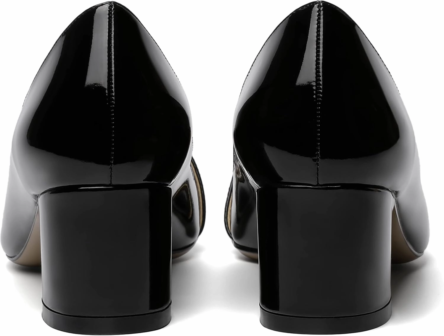 ROSERWISH Womens Party Dress Slip On Patent Pointed Toe Chunky Low Heel Pumps Shoes 2 Inch