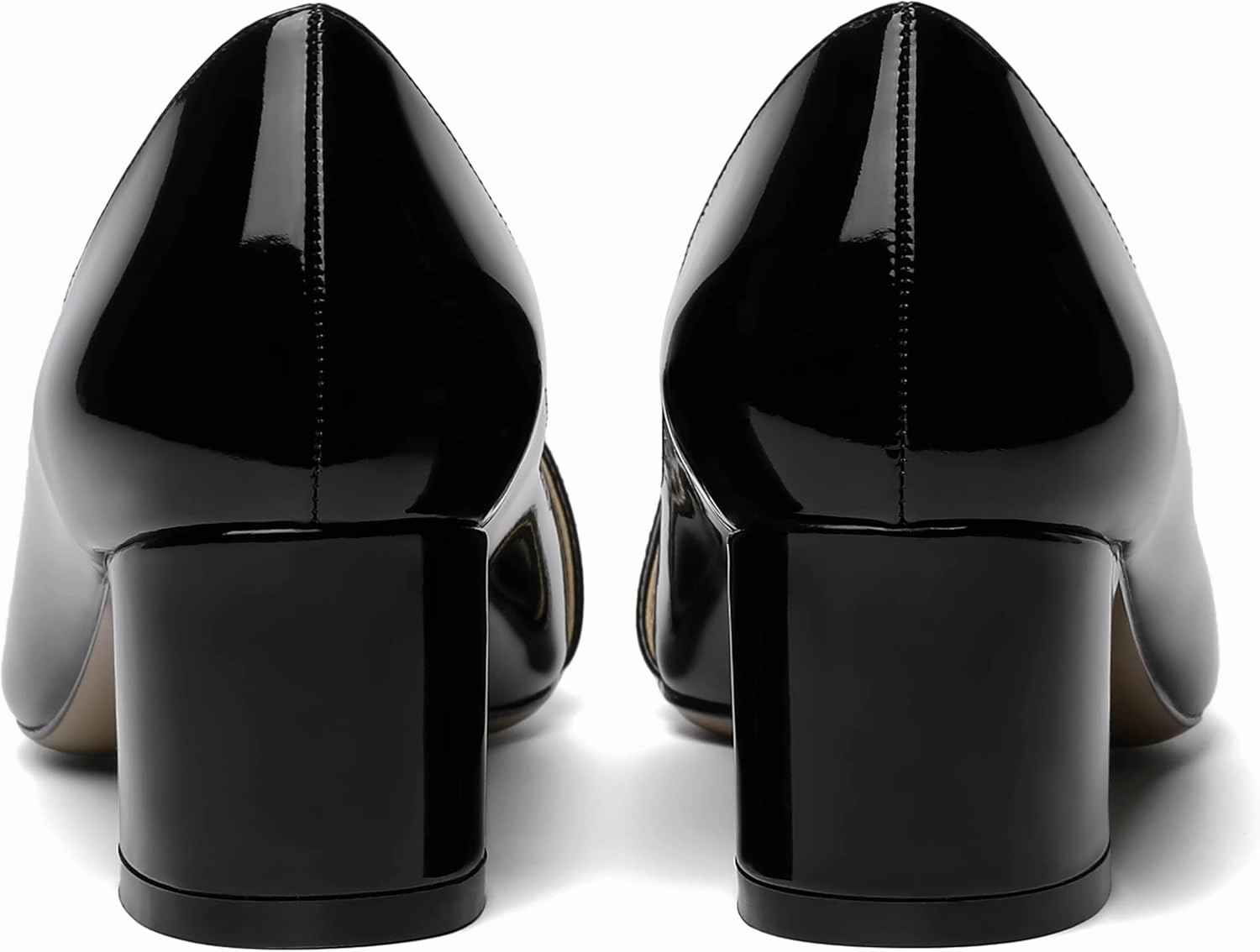 ROSERWISH Womens Party Dress Slip On Patent Pointed Toe Chunky Low Heel Pumps Shoes 2 Inch