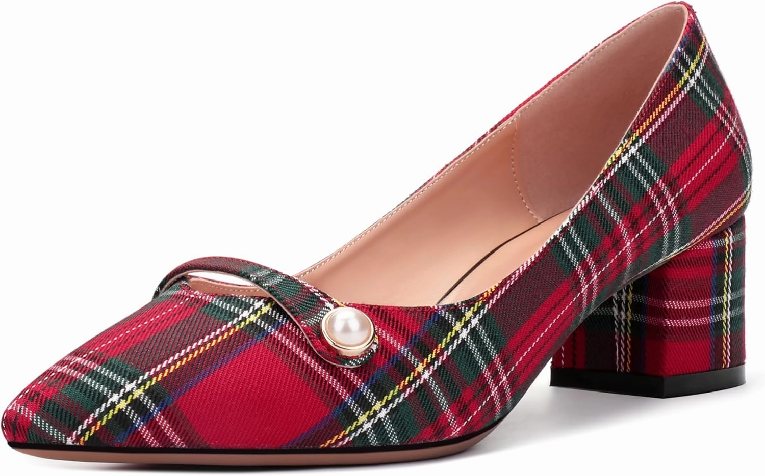 ROSERWISH Womens Party Dress Slip On Patent Pointed Toe Chunky Low Heel Pumps Shoes 2 Inch