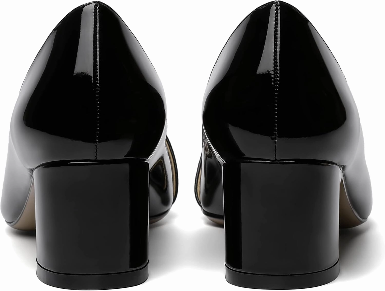 ROSERWISH Womens Party Dress Slip On Patent Pointed Toe Chunky Low Heel Pumps Shoes 2 Inch
