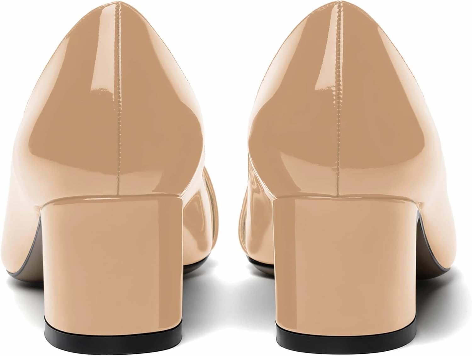 ROSERWISH Womens Party Dress Slip On Patent Pointed Toe Chunky Low Heel Pumps Shoes 2 Inch