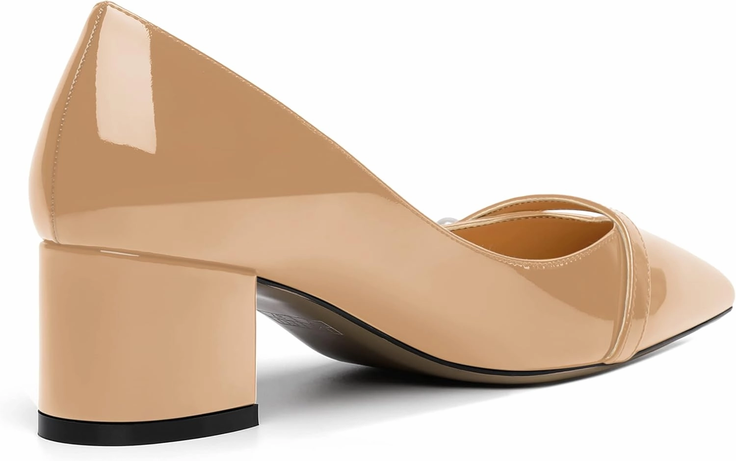 ROSERWISH Womens Party Dress Slip On Patent Pointed Toe Chunky Low Heel Pumps Shoes 2 Inch