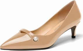 ROSERWISH Womens Slip On Sexy Party Pointed Toe Wedding Patent Kitten Low Heel Pumps Dress Shoes 2 Inch