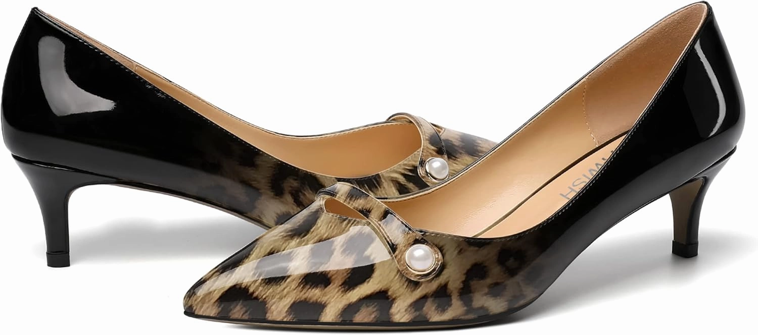 ROSERWISH Womens Slip On Sexy Party Pointed Toe Wedding Patent Kitten Low Heel Pumps Dress Shoes 2 Inch