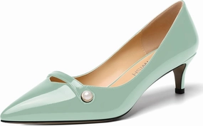 ROSERWISH Womens Slip On Sexy Party Pointed Toe Wedding Patent Kitten Low Heel Pumps Dress Shoes 2 Inch