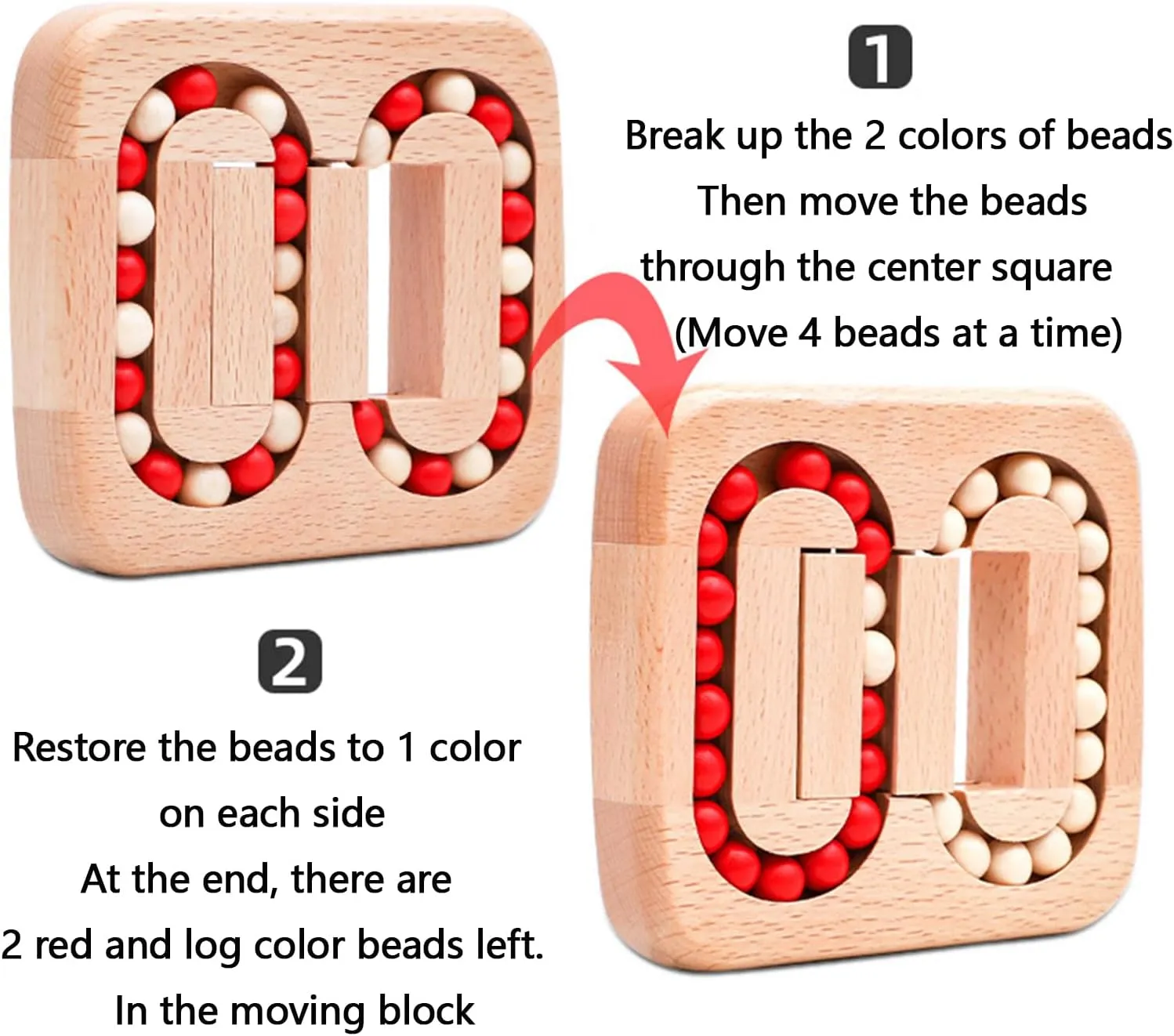 Rotating Magic Bean Fingertip Toy Wood Puzzles, Funny Bean Brain Teaser Sensory Puzzles, Wooden Spinning Magic Cube Toys, for Relaxing (Wooden Balls,2 Pcs)