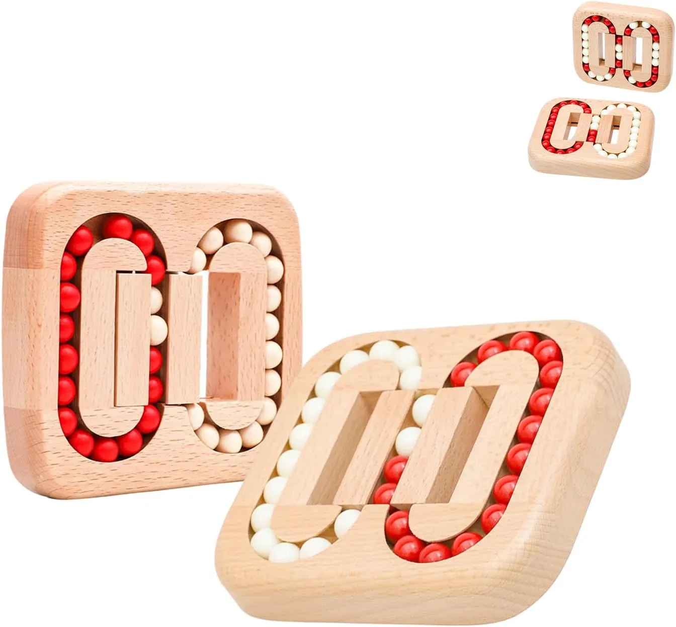 Rotating Magic Bean Fingertip Toy Wood Puzzles, Funny Bean Brain Teaser Sensory Puzzles, Wooden Spinning Magic Cube Toys, for Relaxing (Wooden Balls,2 Pcs)