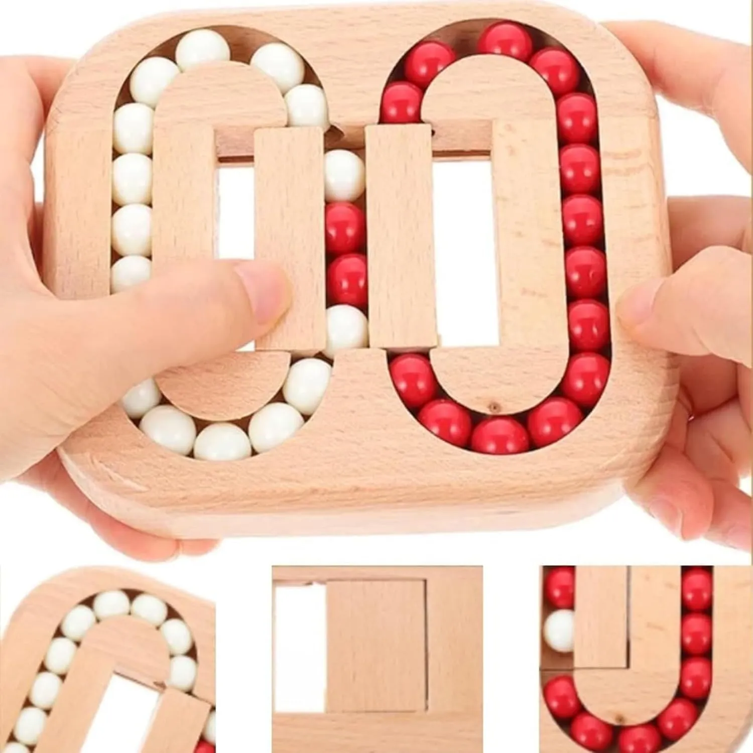 Rotating Magic Bean Fingertip Toy Wood Puzzles, Funny Bean Brain Teaser Sensory Puzzles, Wooden Spinning Magic Cube Toys, for Relaxing (Wooden Balls,2 Pcs)
