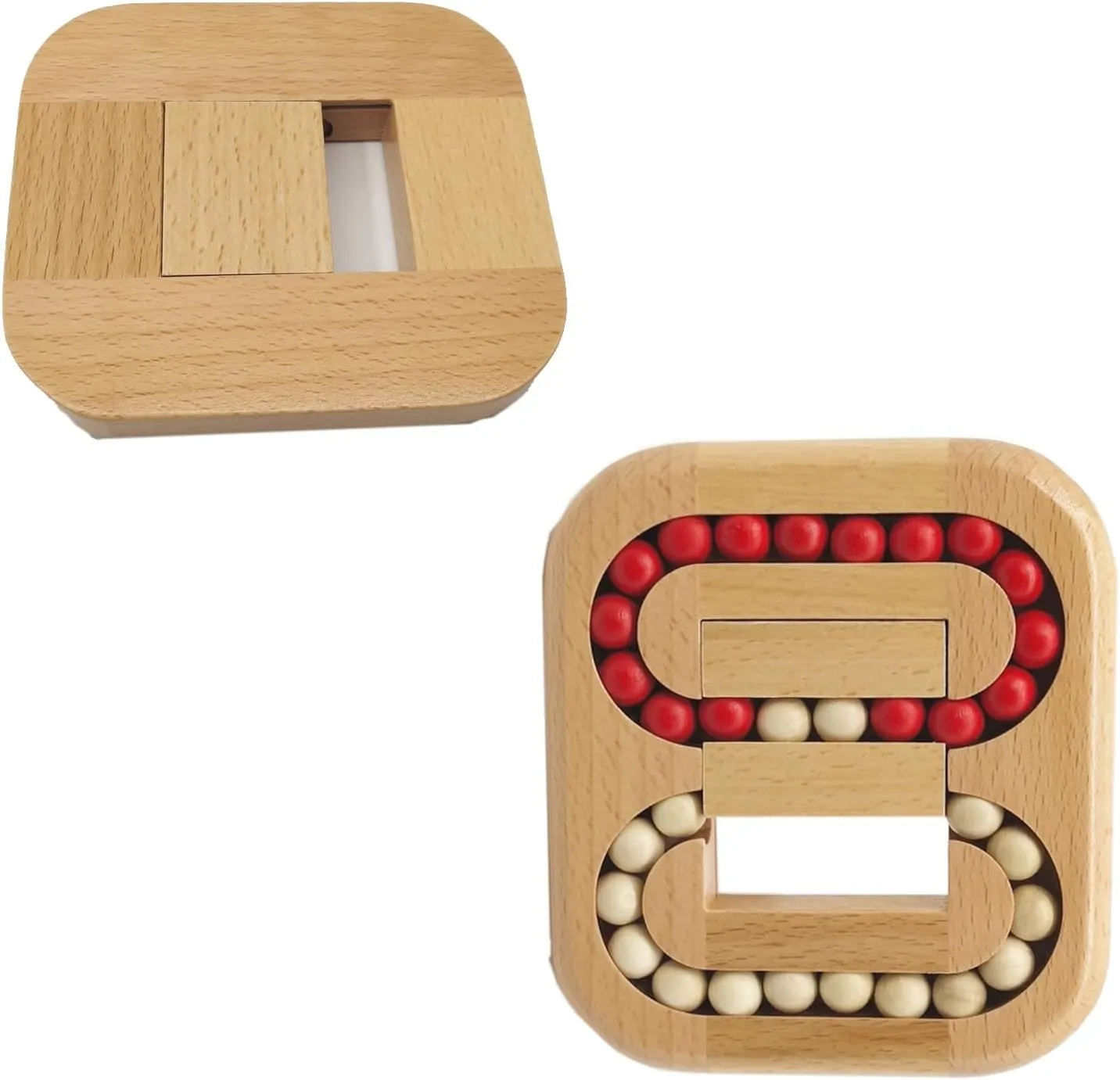 Rotating Magic Bean Fingertip Toy Wood Puzzles, Funny Bean Brain Teaser Sensory Puzzles, Wooden Spinning Magic Cube Toys, for Relaxing (Wooden Balls,2 Pcs)