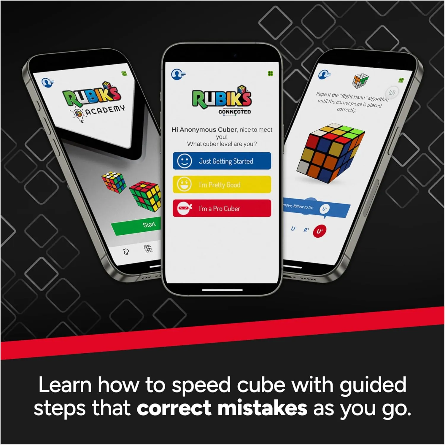 Rubik's Cube, The Official Rubik’s ConnectedX, Bluetooth-Enabled 3x3 Speed Cube with Guided Learning App for Beginners, Brain Teaser Fidget Toy & Puzzle for Adults, Teens, & Kids, for Ages 8 & Up