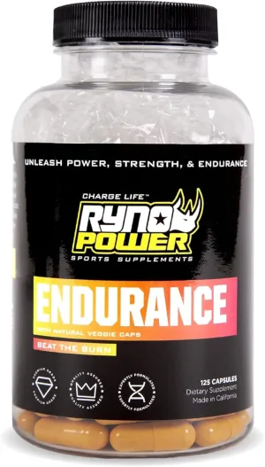 Ryno Power Endurance Capsules - Workout Harder and Longer - Reduce Lactic Acid Build-Up and Deliver More Oxygen to Your Muscles