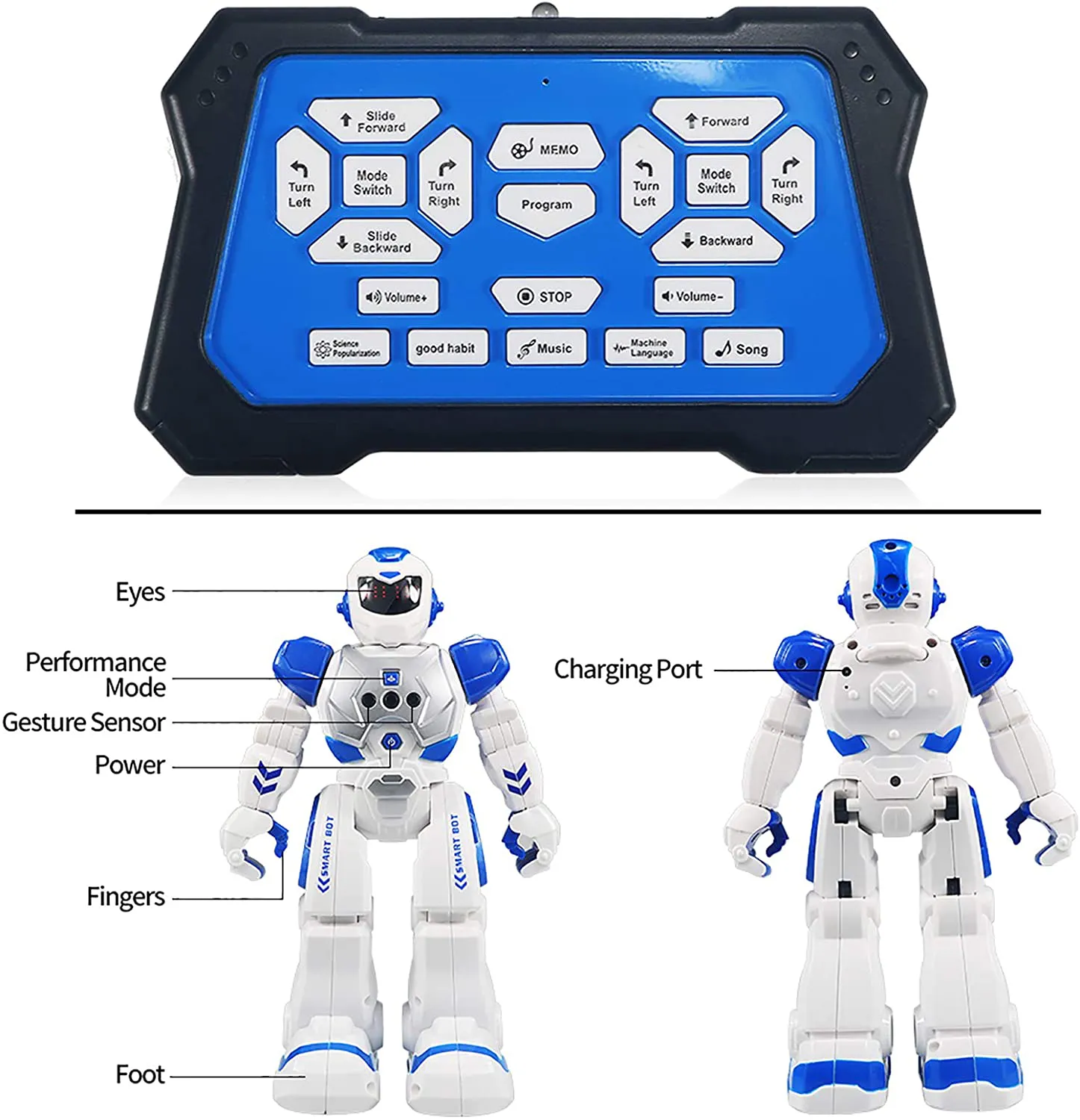 Rynx | Remote Controlled Robot For Kids, Sikaye Intelligent Programmable Robot With Infrared Controller Toys, Dancing, Singing, Moon Cycle and LED Eyes, Gesture Sensor Robot Set For Kids Entertainment (Red)