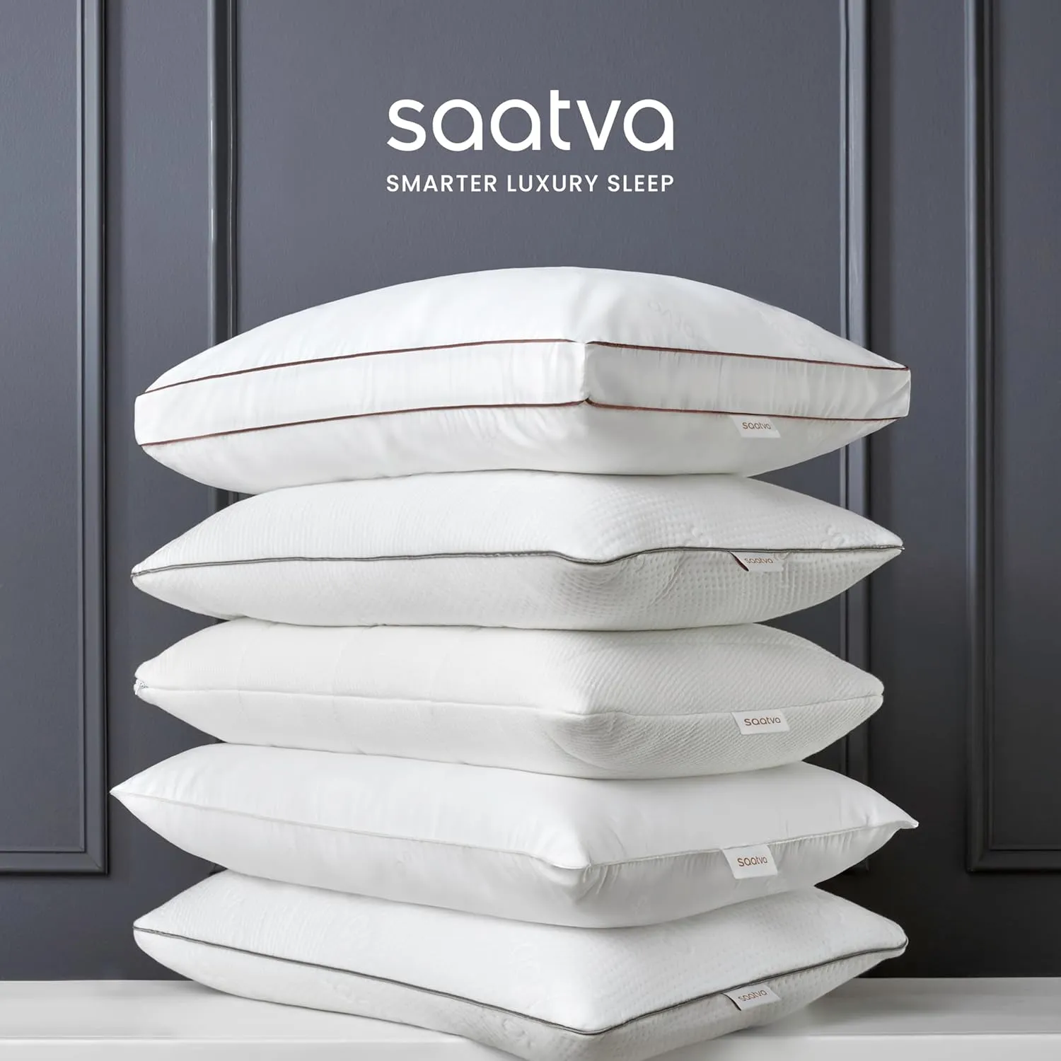 Saatva Latex Pillow - Standard Loft (4" - 5") - Hypoallergenic Pillow with Shredded Latex Core - Breathable - Machine Washable Organic Cotton Cover - King (34"x18") 1 Pack