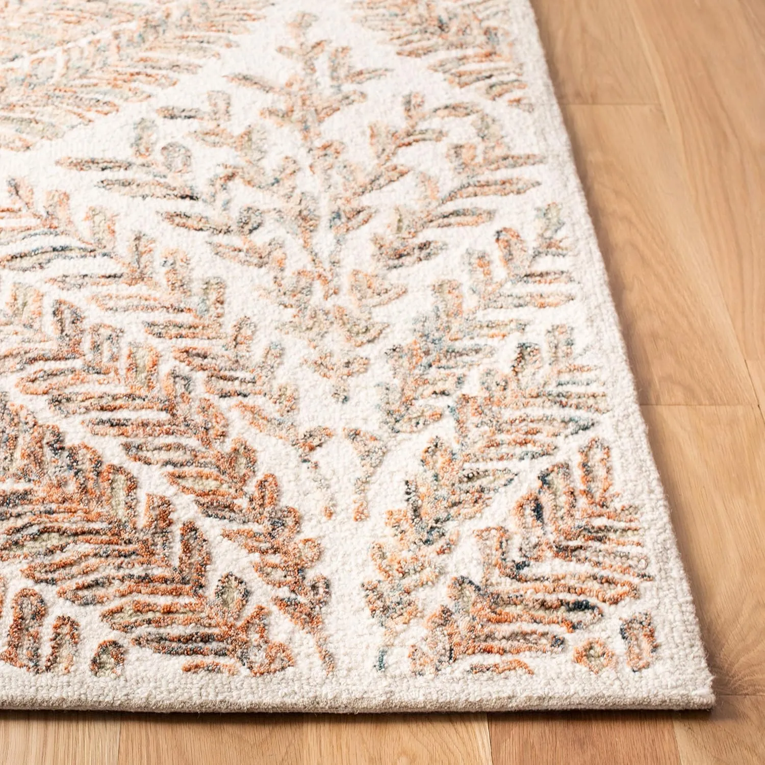 SAFAVIEH Capri Collection Area Rug - 7' Square, Ivory & Brown, Handmade Wool, Ideal for High Traffic Areas in Living Room, Bedroom (CPR208T)