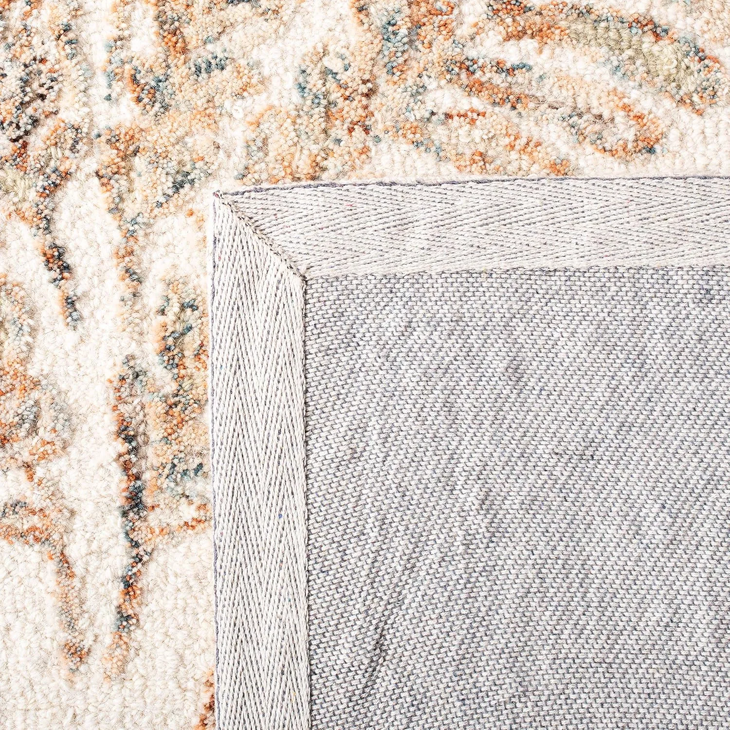 SAFAVIEH Capri Collection Area Rug - 7' Square, Ivory & Brown, Handmade Wool, Ideal for High Traffic Areas in Living Room, Bedroom (CPR208T)