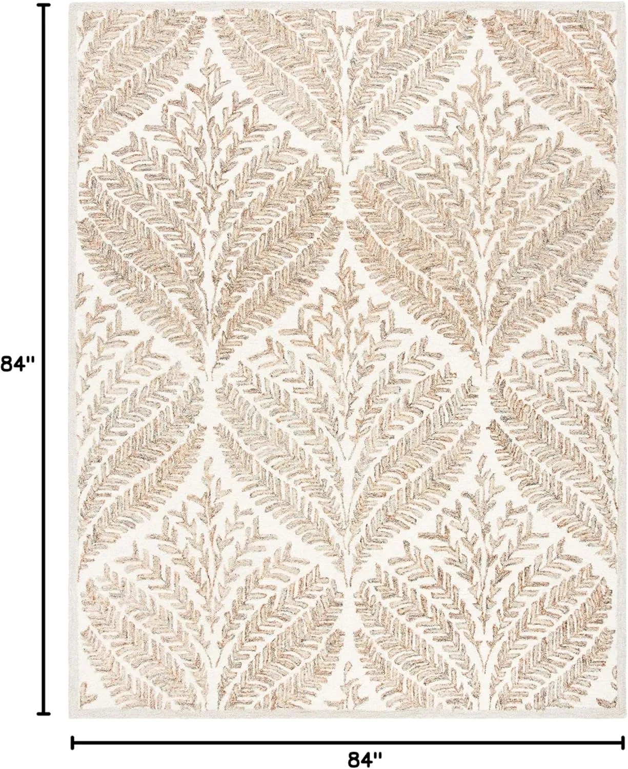 SAFAVIEH Capri Collection Area Rug - 7' Square, Ivory & Brown, Handmade Wool, Ideal for High Traffic Areas in Living Room, Bedroom (CPR208T)