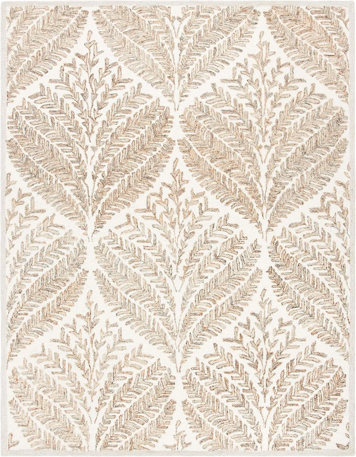 SAFAVIEH Capri Collection Area Rug - 7' Square, Ivory & Brown, Handmade Wool, Ideal for High Traffic Areas in Living Room, Bedroom (CPR208T)