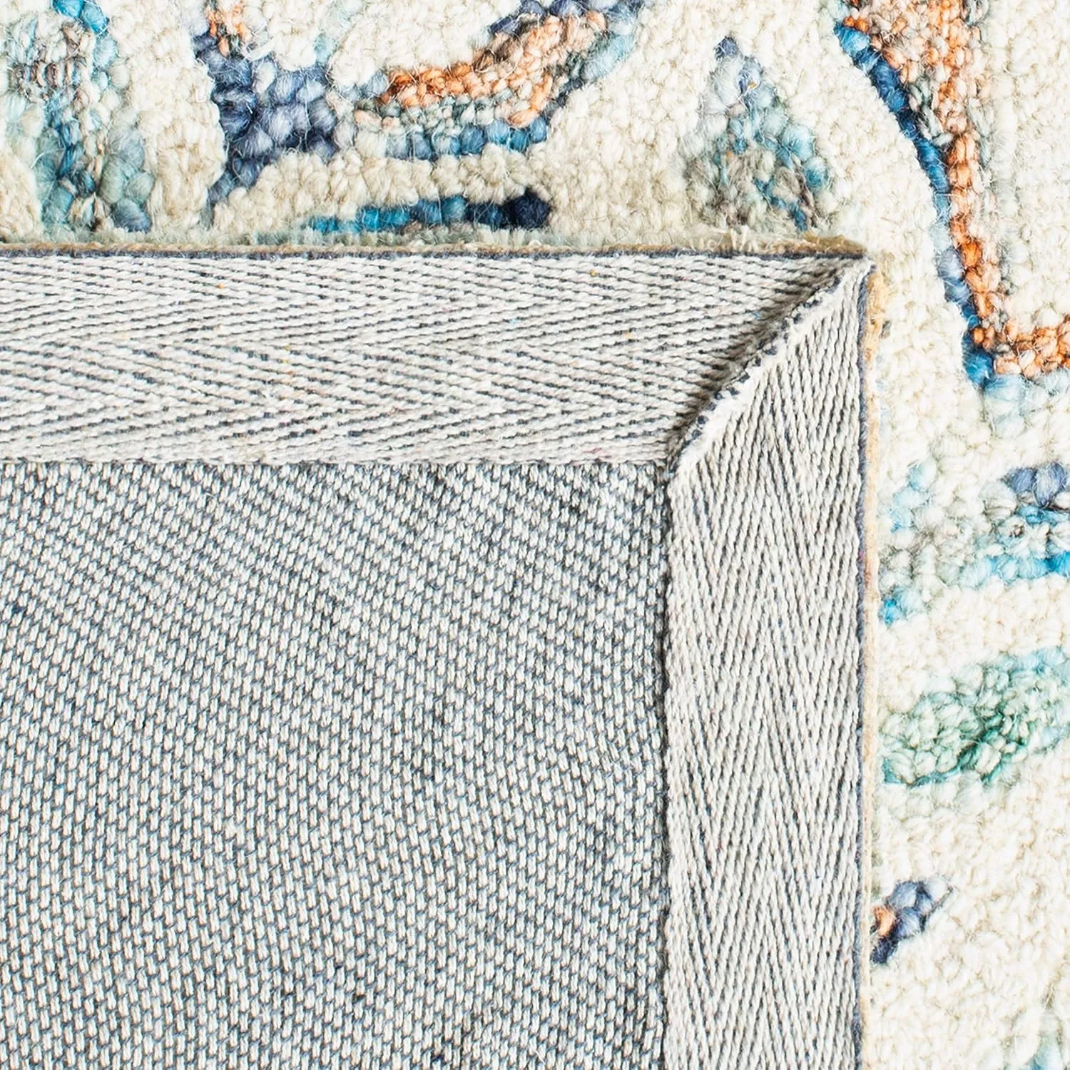 SAFAVIEH Capri Collection Area Rug - 9' x 12', Ivory & Blue, Handmade Wool, Ideal for High Traffic Areas in Living Room, Bedroom (CPR208A)
