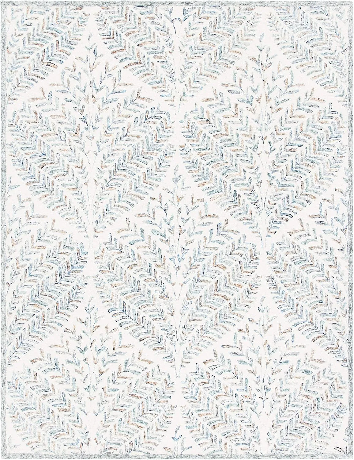 SAFAVIEH Capri Collection Area Rug - 9' x 12', Ivory & Blue, Handmade Wool, Ideal for High Traffic Areas in Living Room, Bedroom (CPR208A)