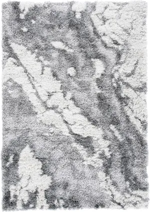 SAFAVIEH Horizon Shag Collection Accent Rug - 2' x 3', Grey & Ivory, Non-Shedding & Easy Care, 2-inch Thick Ideal for High Traffic Areas in Entryway, Living Room, Bedroom (HZN890F)