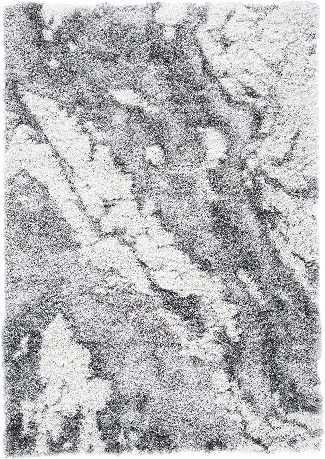 SAFAVIEH Horizon Shag Collection Accent Rug - 2' x 3', Grey & Ivory, Non-Shedding & Easy Care, 2-inch Thick Ideal for High Traffic Areas in Entryway, Living Room, Bedroom (HZN890F)