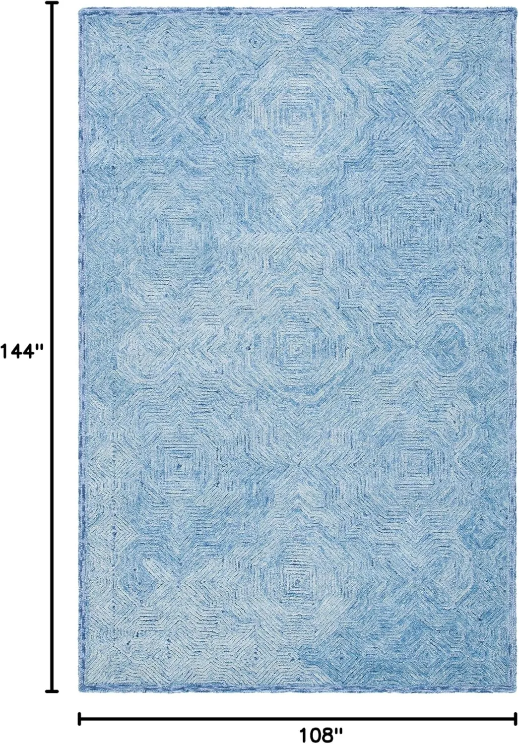 SAFAVIEH Ikat Collection Area Rug - 9' x 12', Blue, Handmade Wool, Ideal for High Traffic Areas in Living Room, Bedroom (IKT506M)