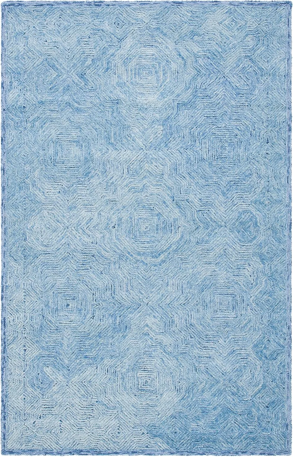 SAFAVIEH Ikat Collection Area Rug - 9' x 12', Blue, Handmade Wool, Ideal for High Traffic Areas in Living Room, Bedroom (IKT506M)