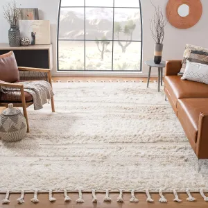SAFAVIEH Kenya Collection Accent Rug - 3' x 5', Ivory & Beige, Handmade Moroccan Boho Tribal Tassel Wool, Ideal for High Traffic Areas in Entryway, Living Room, Bedroom (KNY958A)